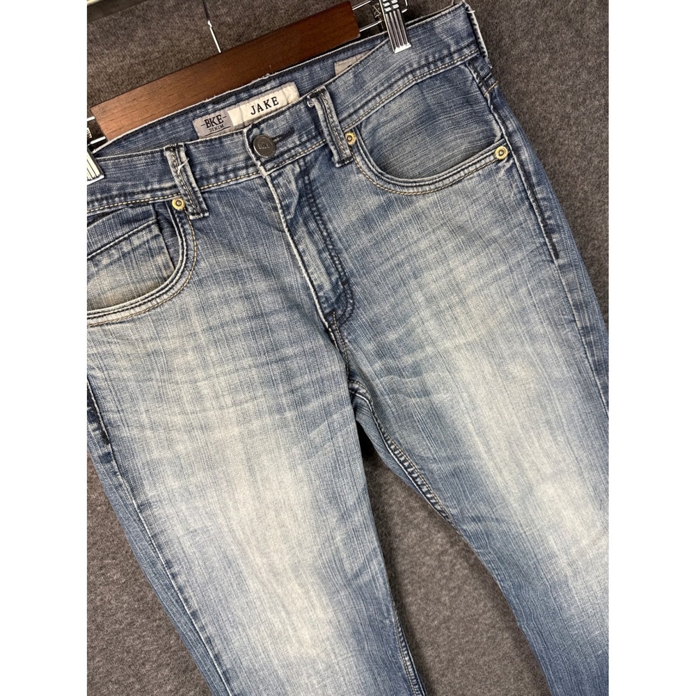 BKE Jake Light Wash Straight Leg Stretch Denim Jeans Men 32R Blue Cowboy Country